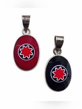 Vintage Murano Millefiori Glass 2 Pendant Set Sterling Silver 925